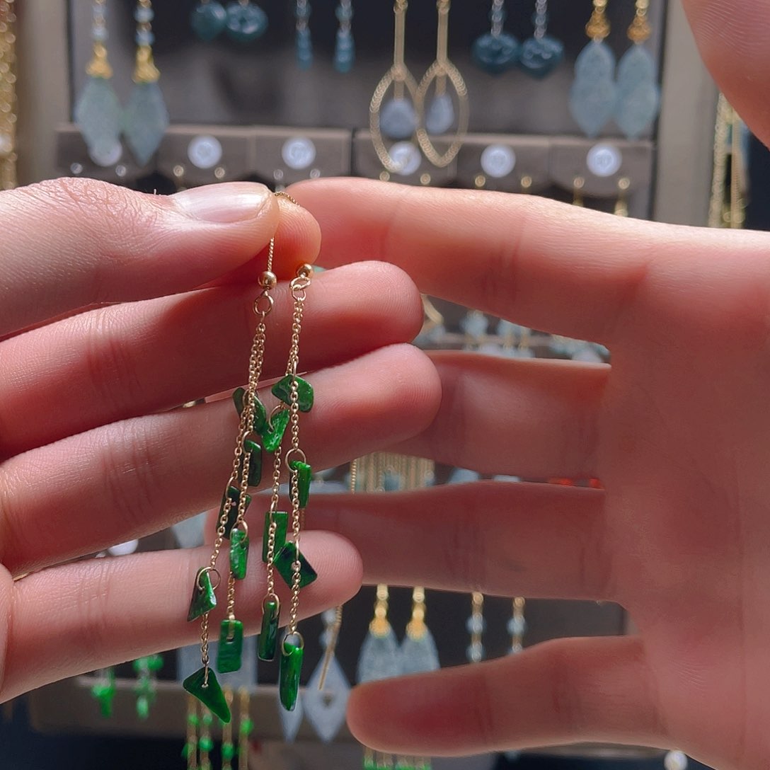 翡翠耳饰合金翡翠