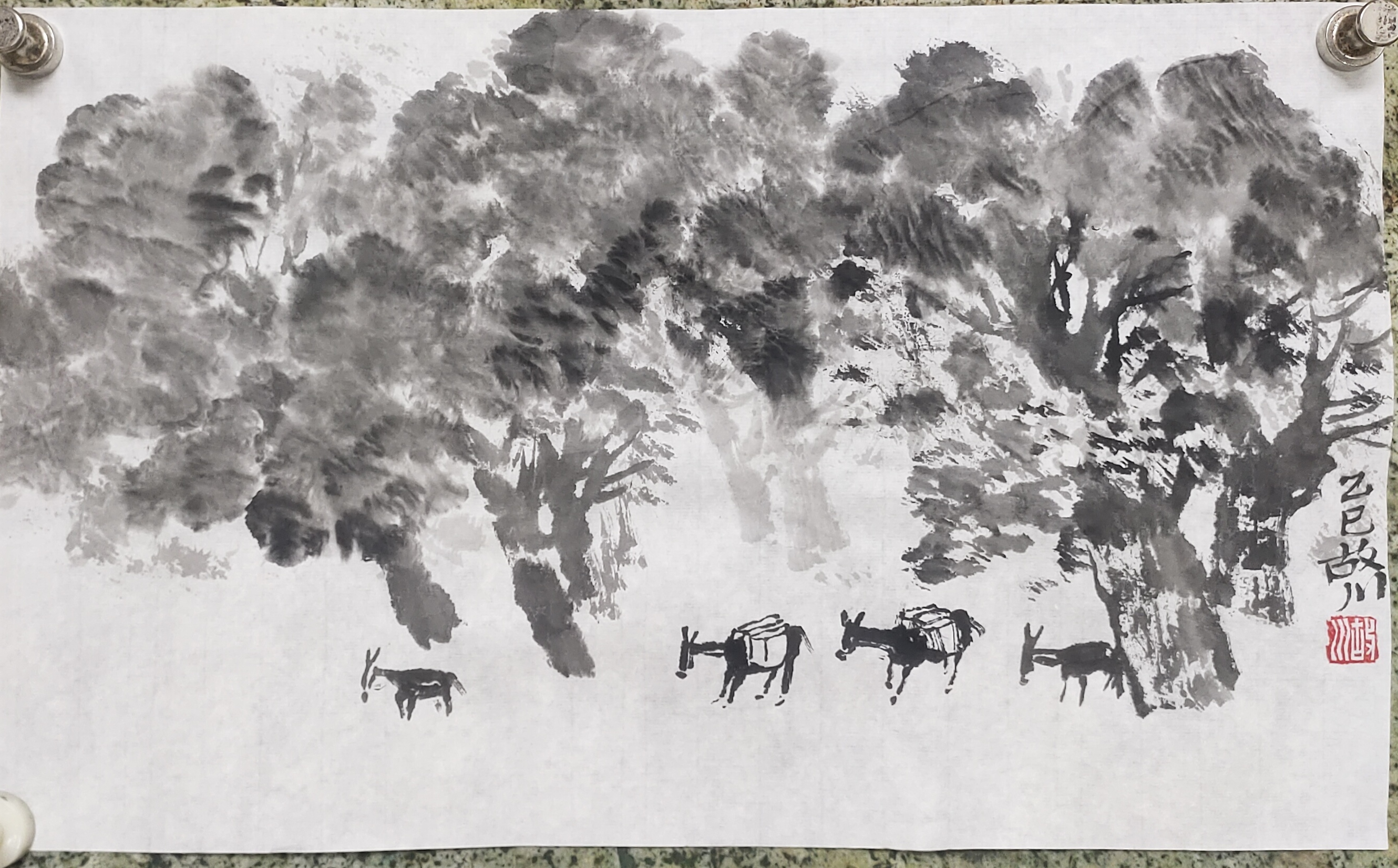 故川山水画作品27×45厘米