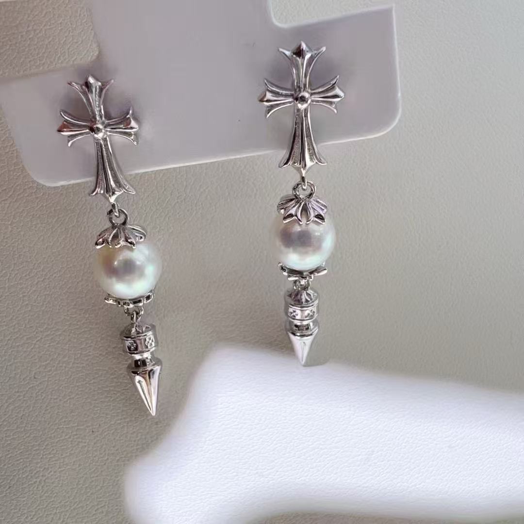 海水真多麻珍珠耳饰 8-9mm 克罗心耳钉爆款系列 s925银