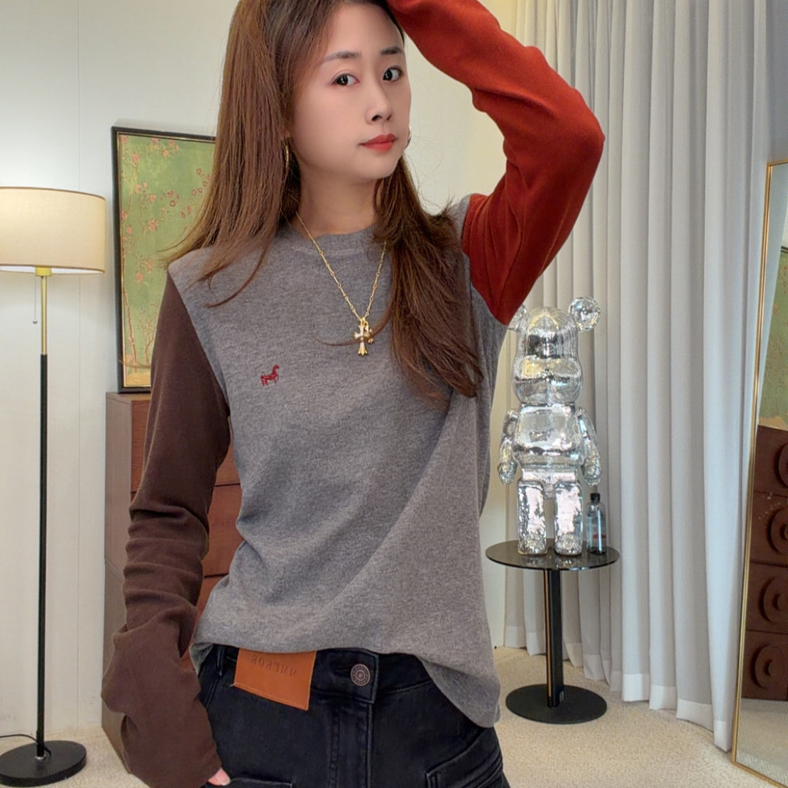“冬日小马”T恤 2025新款秋款显瘦老钱风优雅上衣