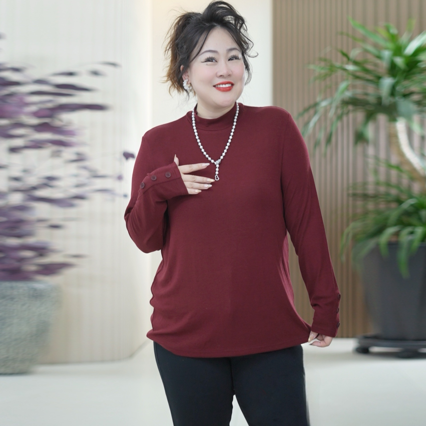 天生软柔弹半高领兰精天丝羊毛打底衫高弹力亲肤绵密大码秋上衣女