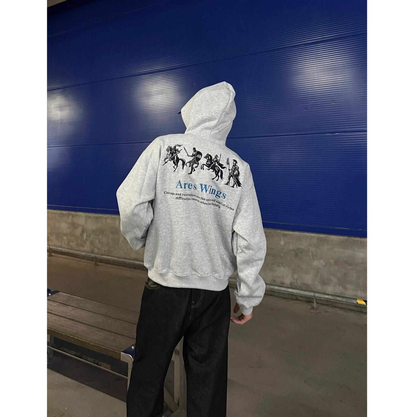 早秋美式重磅战马刺绣连帽男女卫衣高街ins国潮cleanfit上衣3436