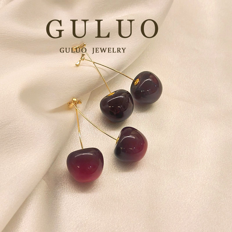 合金耳饰 【车厘子】樱桃车厘子显白氛围感耳钉女小众百搭气质耳饰