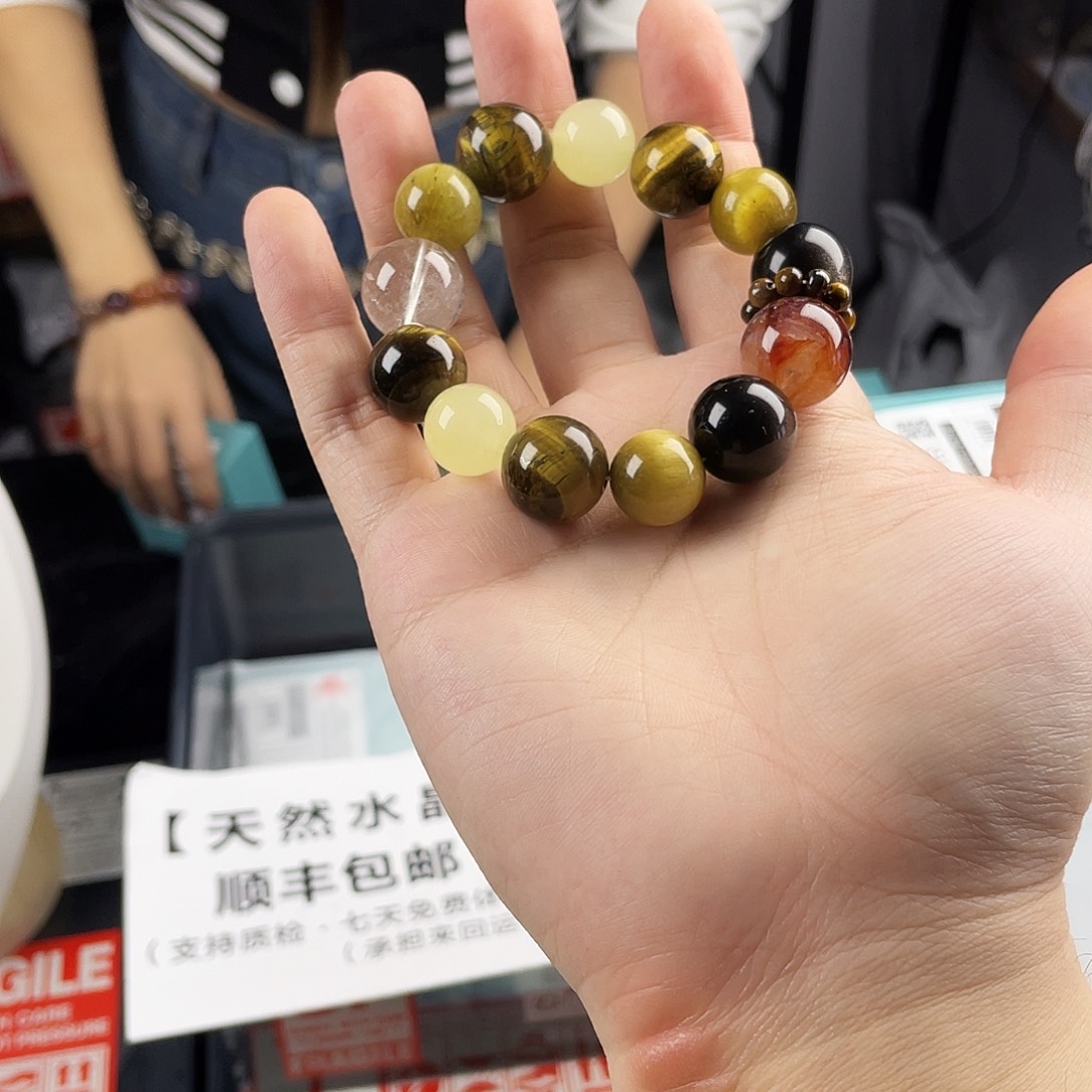 银S925镀金镶嵌水晶手串