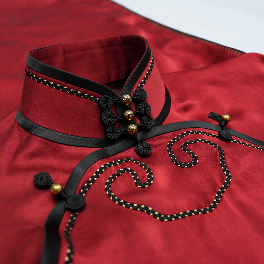 女神姑娘[如愿]30姆米缎龟如意红色古法手工开襟旗袍NS241236-135