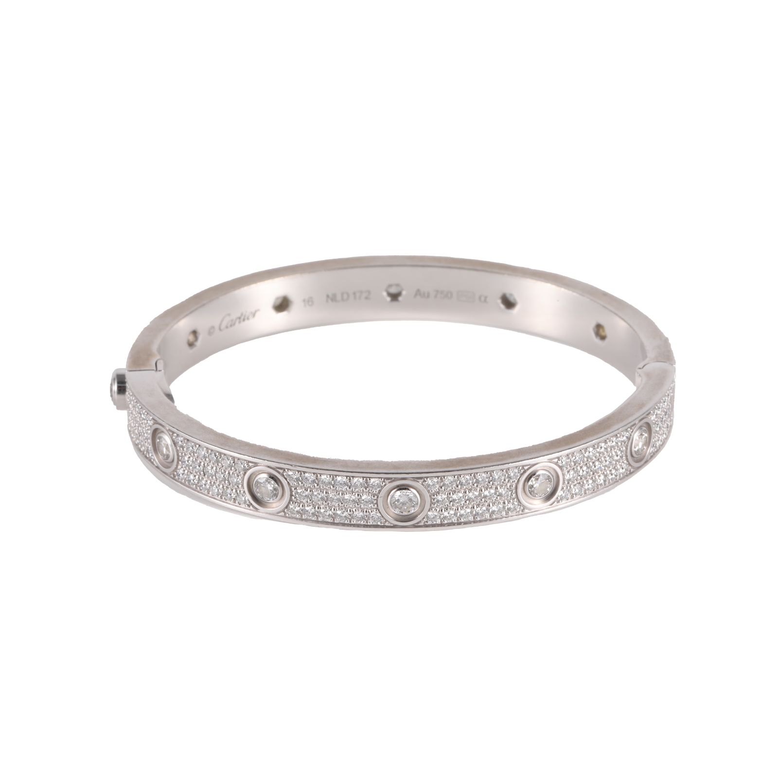 99新 Cartier/卡地亚 小花6枫 love 满天星 爆钻白金 手镯 16号