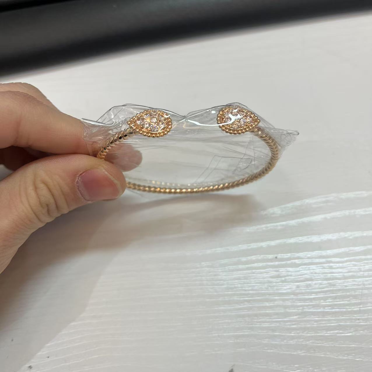 铜合金合成锆石手镯 CNC精工 时尚双水滴手镯  B4022