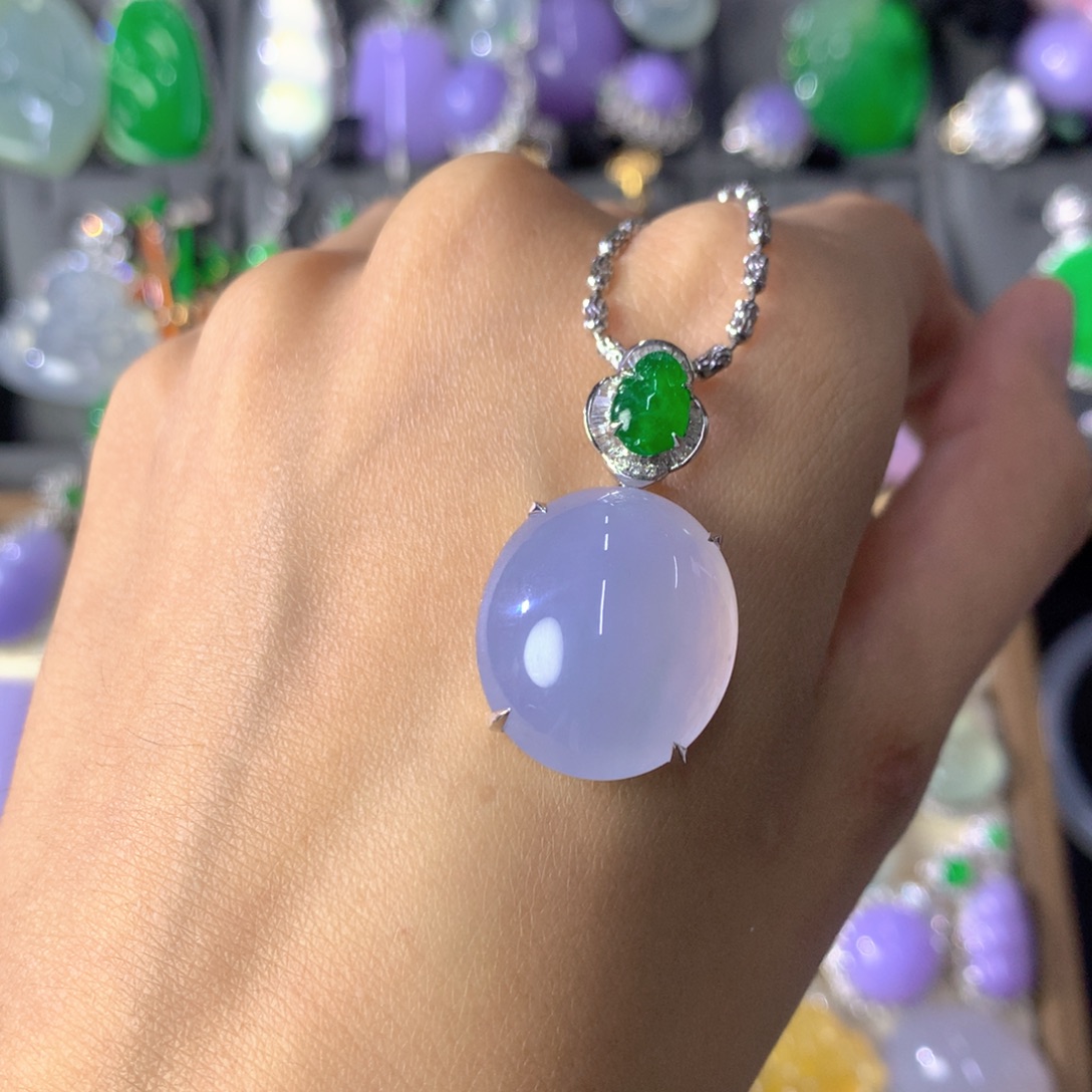 翡翠18K金镶嵌吊坠(不含链)