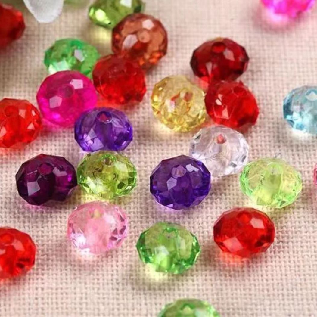 【主播推荐】4-8MM水晶透明车轮珠门帘珠子亚克力纯手工串珠diy挂件