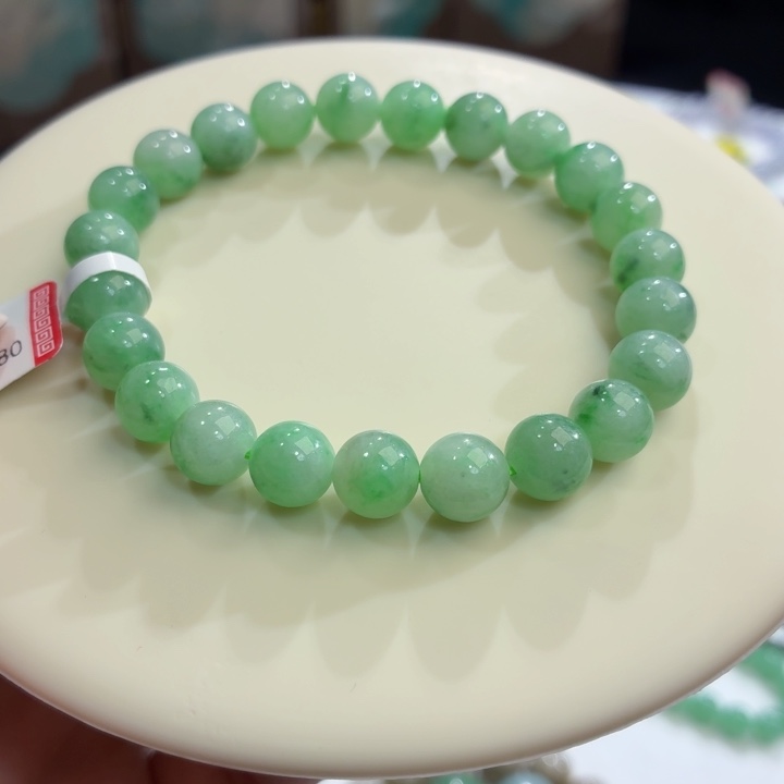 翡翠未镶嵌手链冰胶绿飘卡8.4
