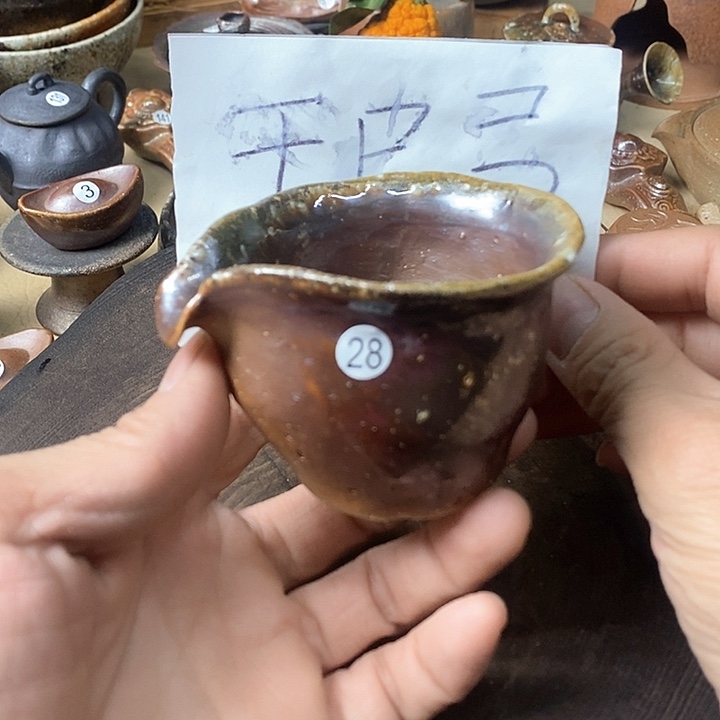 杯手工粗陶、柴烧茶器