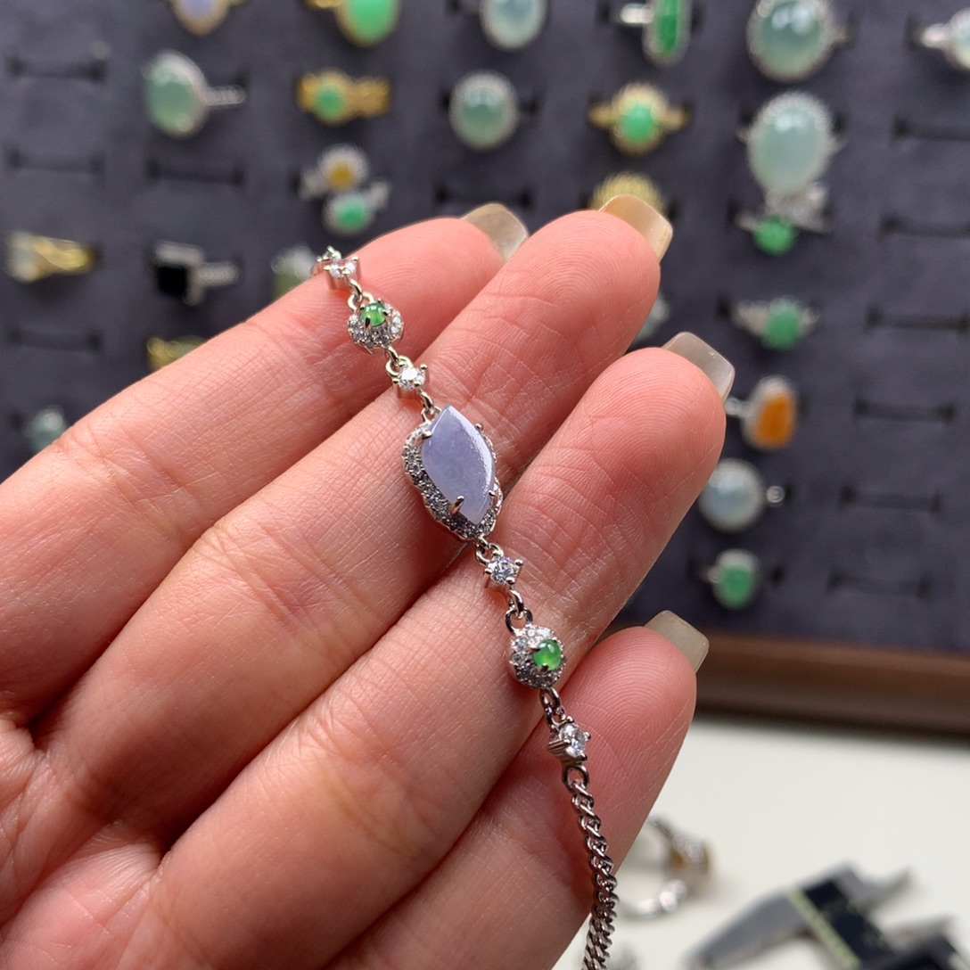 翡翠银S925镶嵌颈饰手链