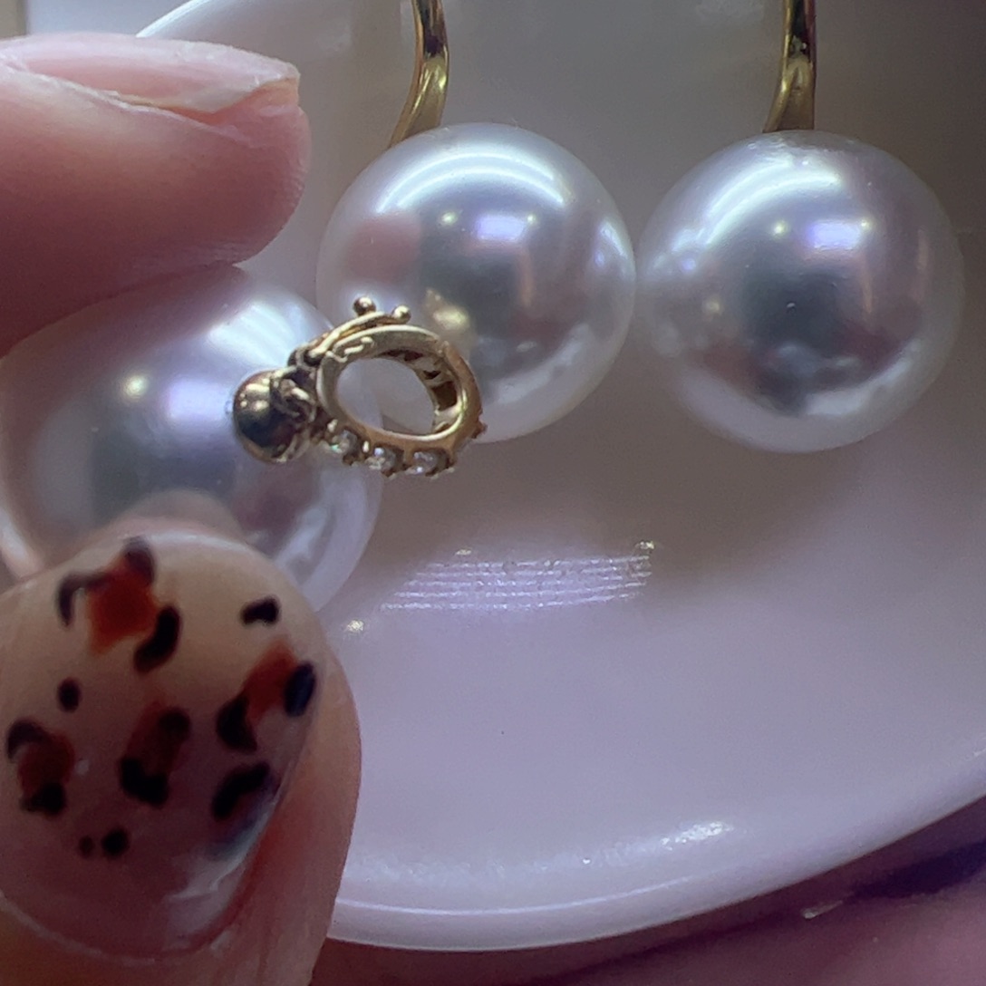 淡水珍珠耳饰18K金镶嵌
