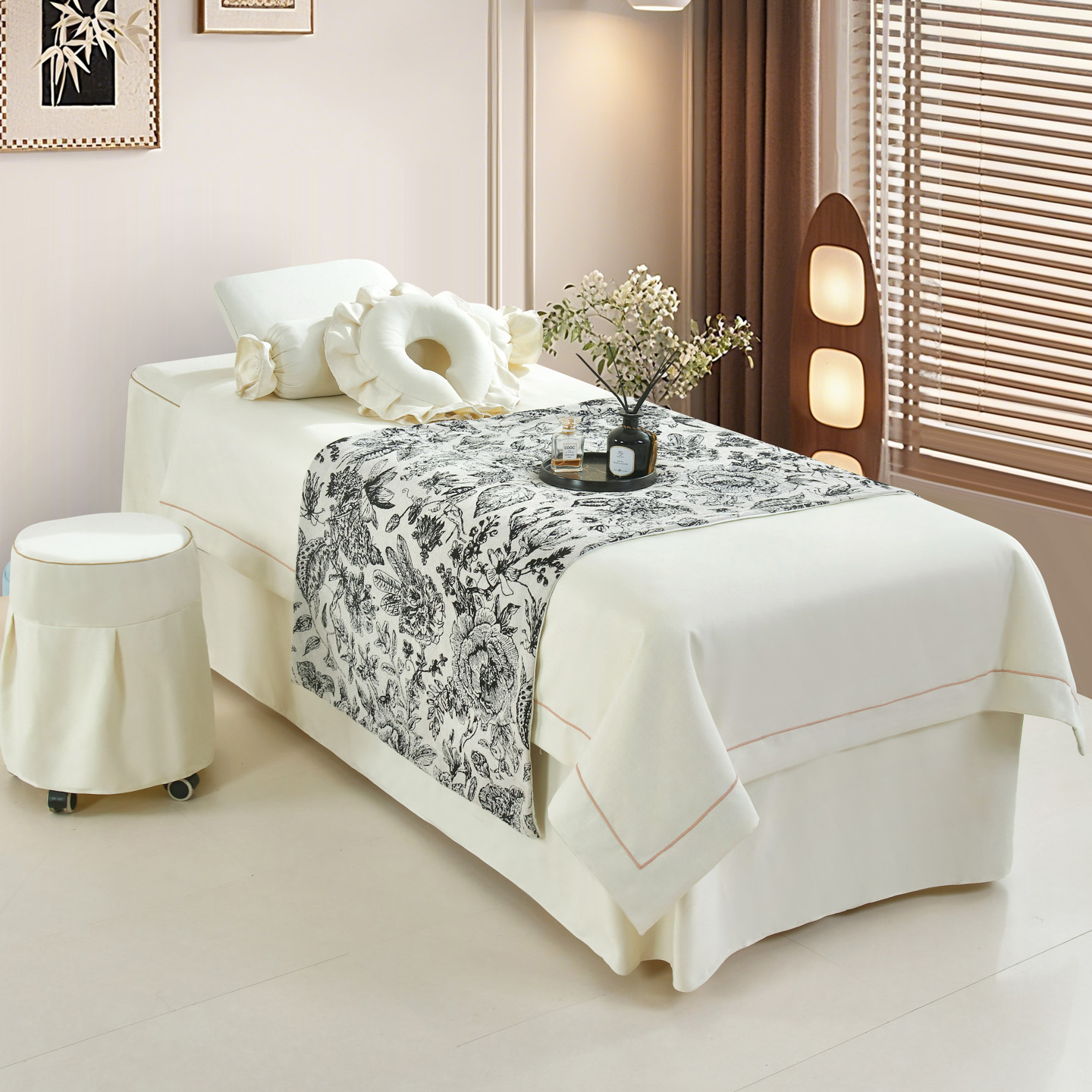 高端美容院美容床罩四件套 头疗床罩采耳床罩 可定制 印logo 