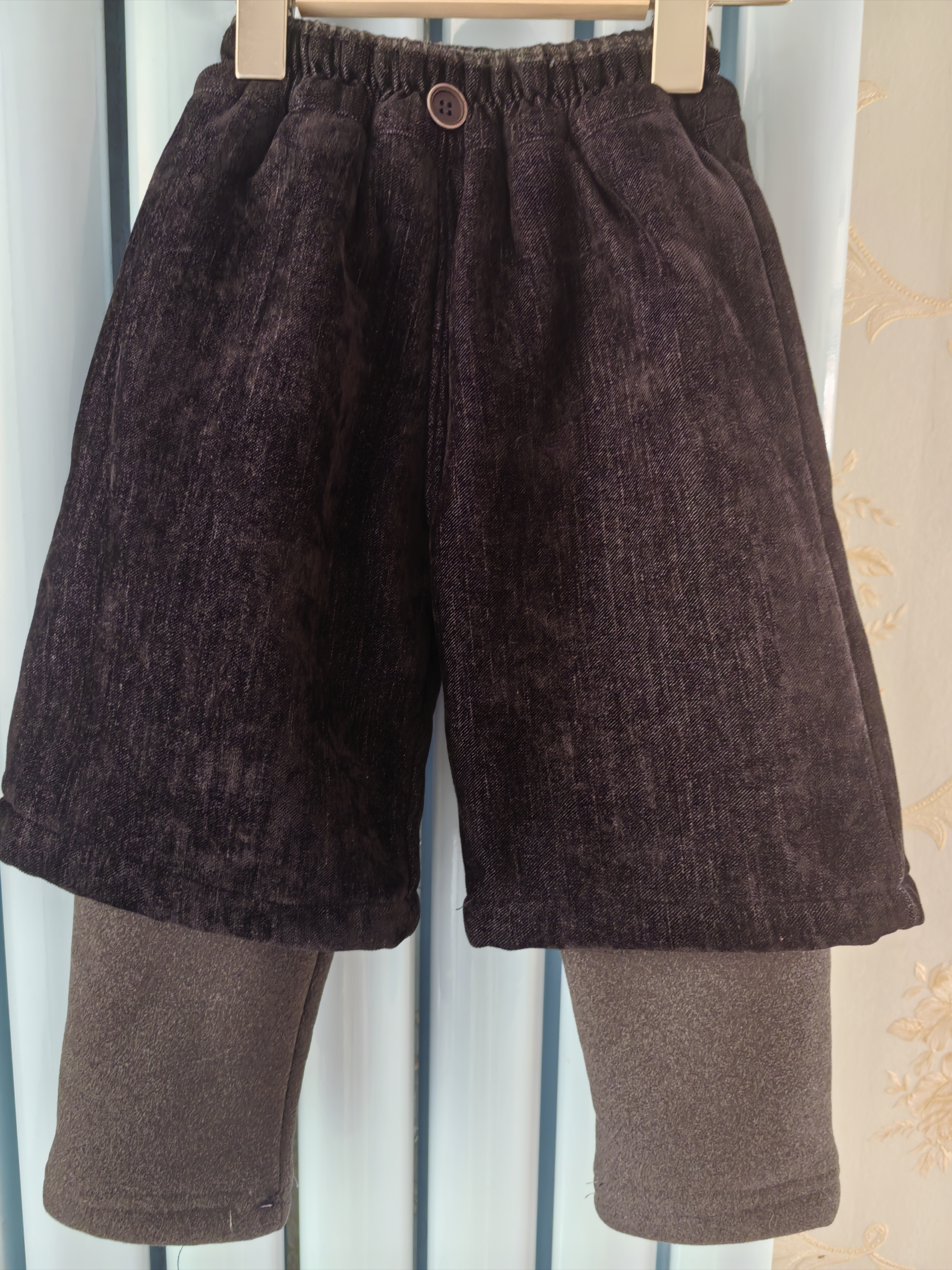 加绒假两件长裤秋冬加厚时尚百搭靴裤