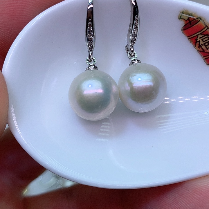 银S925镶嵌耳饰淡水珍珠