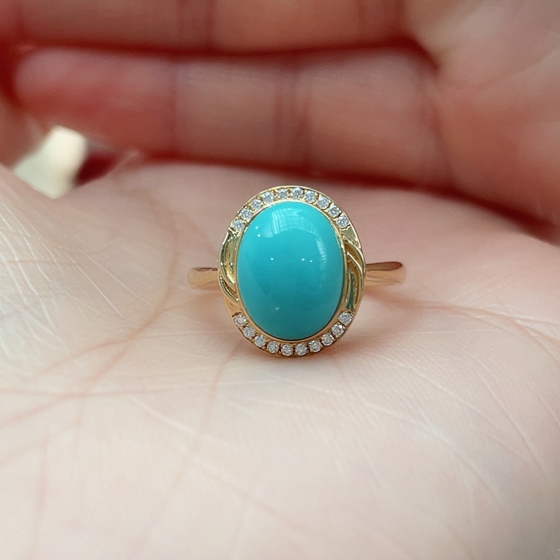 绿松石戒指18K金镶嵌