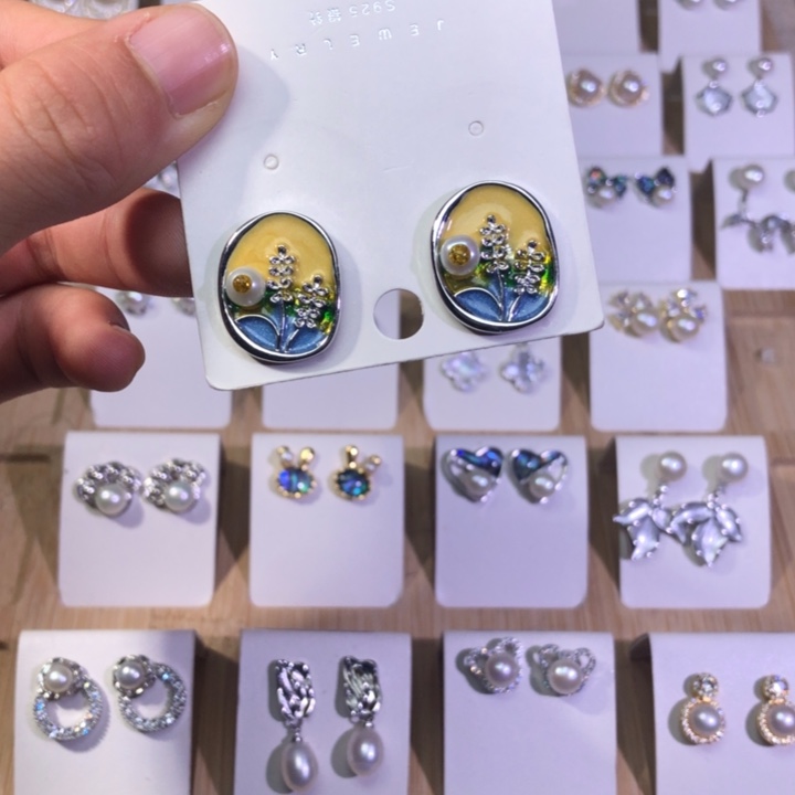 淡水珍珠耳饰银S925镶嵌