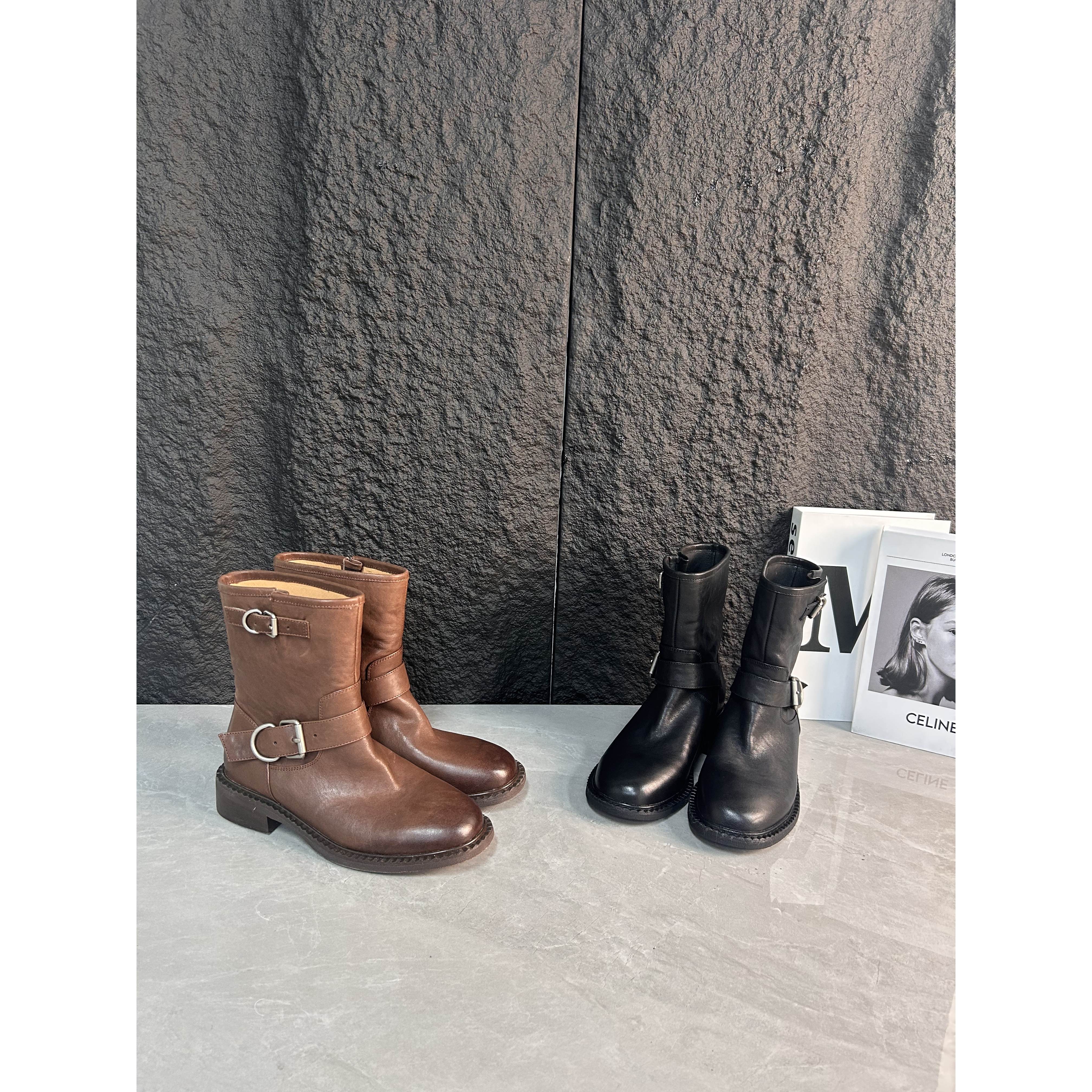 李大龙~3公分牛皮/英伦风复古头层牛皮西部短靴24711