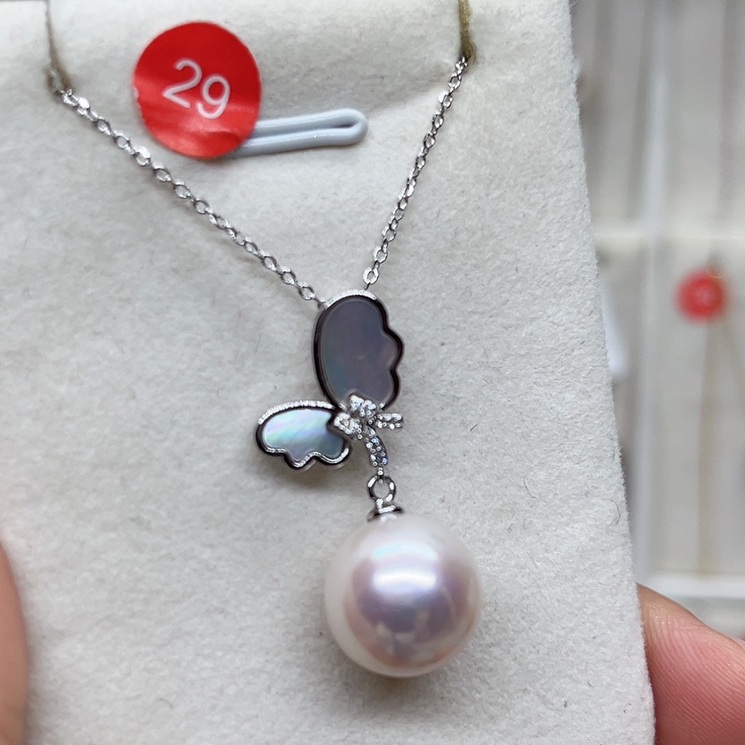 吊坠925银无镶嵌套链淡水珠吊坠（微瑕）带连12mm