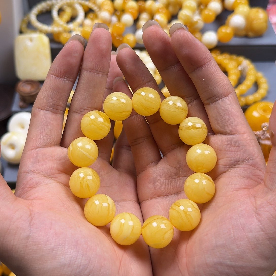 琥珀珠宝奇石未镶嵌同料18mm