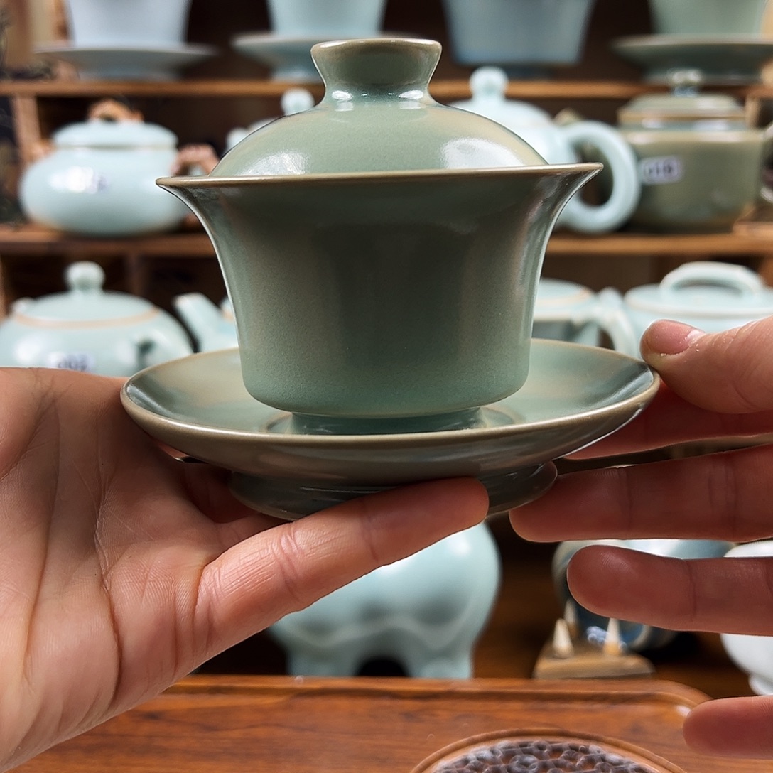 仿古青绿釉水纯手工三才马蹄