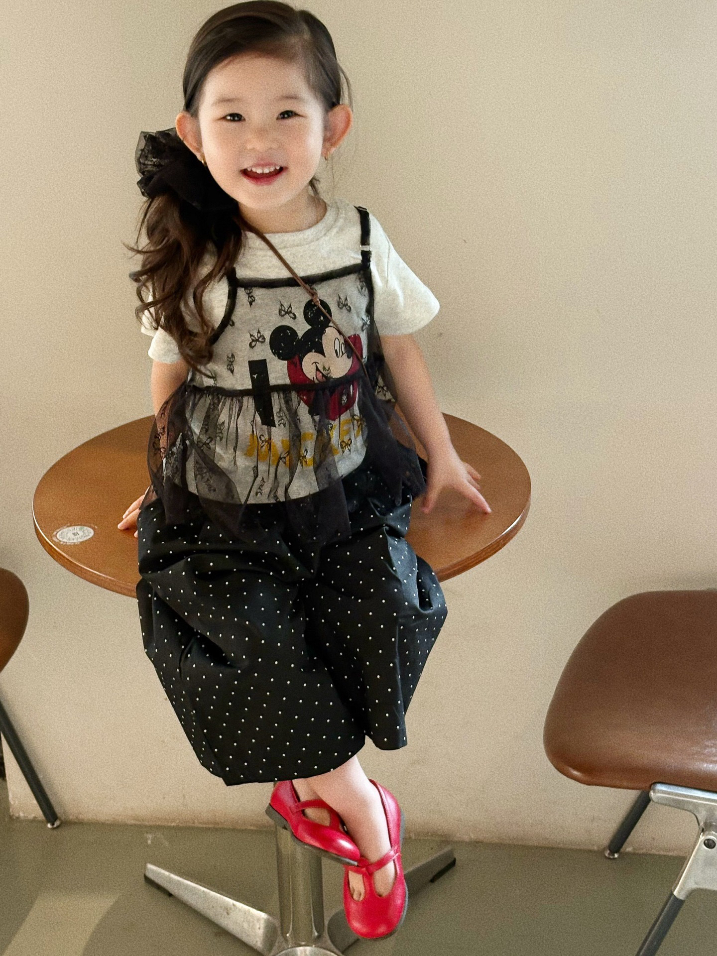 女宝夏装短袖蕾丝吊带两件套女童洋气波点裤子T恤套装卡通童装