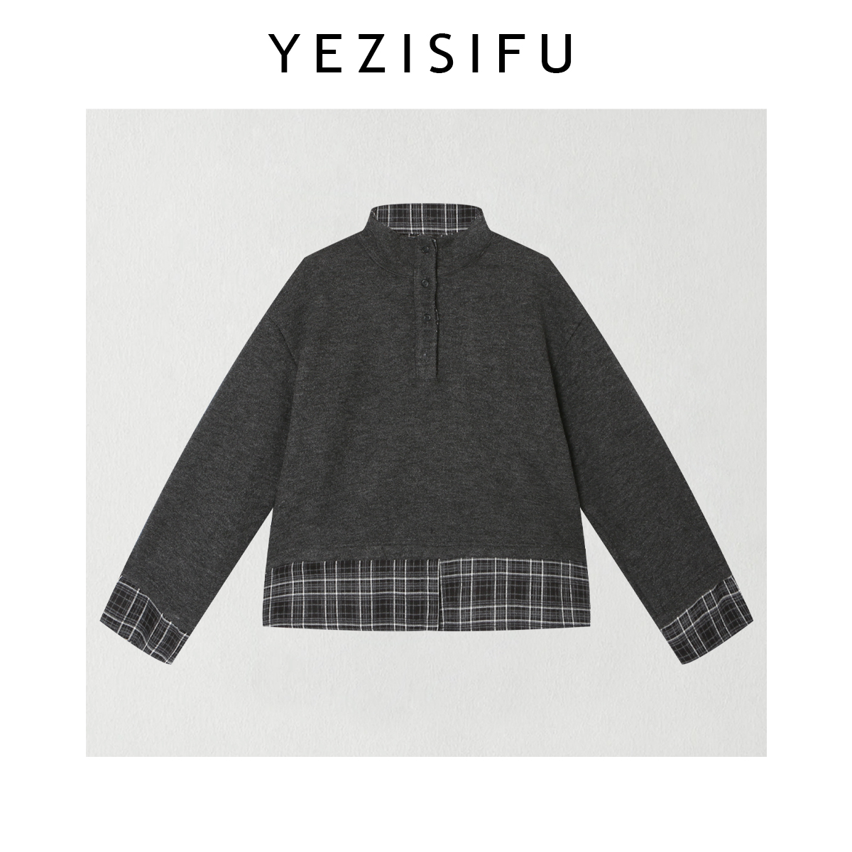 欧尼私服2025秋冬新款休闲风加绒时尚卫衣假两件休闲2512C9099