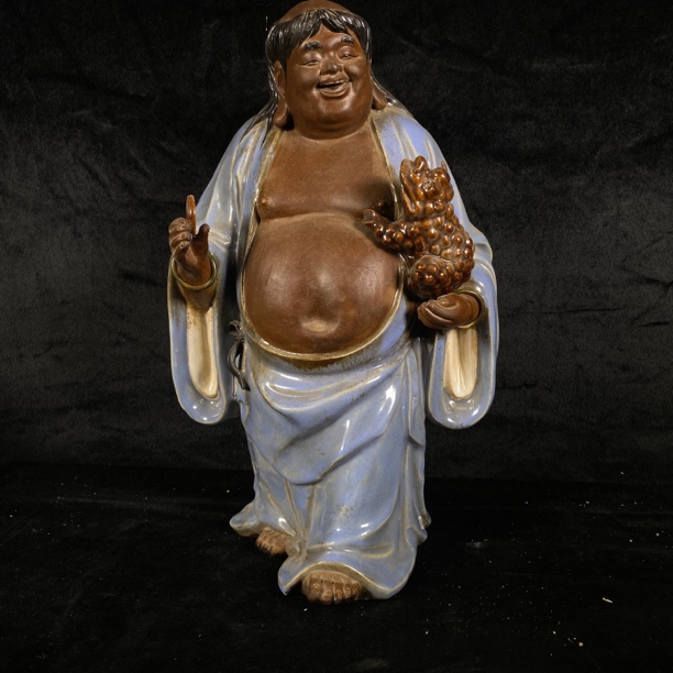 当代仿制 大肚弥勒佛瓷塑 高36 宽22厘米