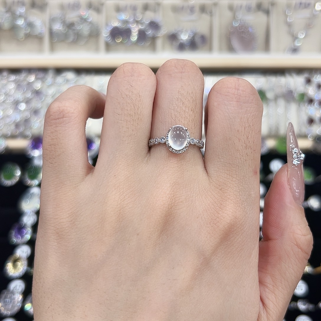 岫玉银S925镶嵌戒指