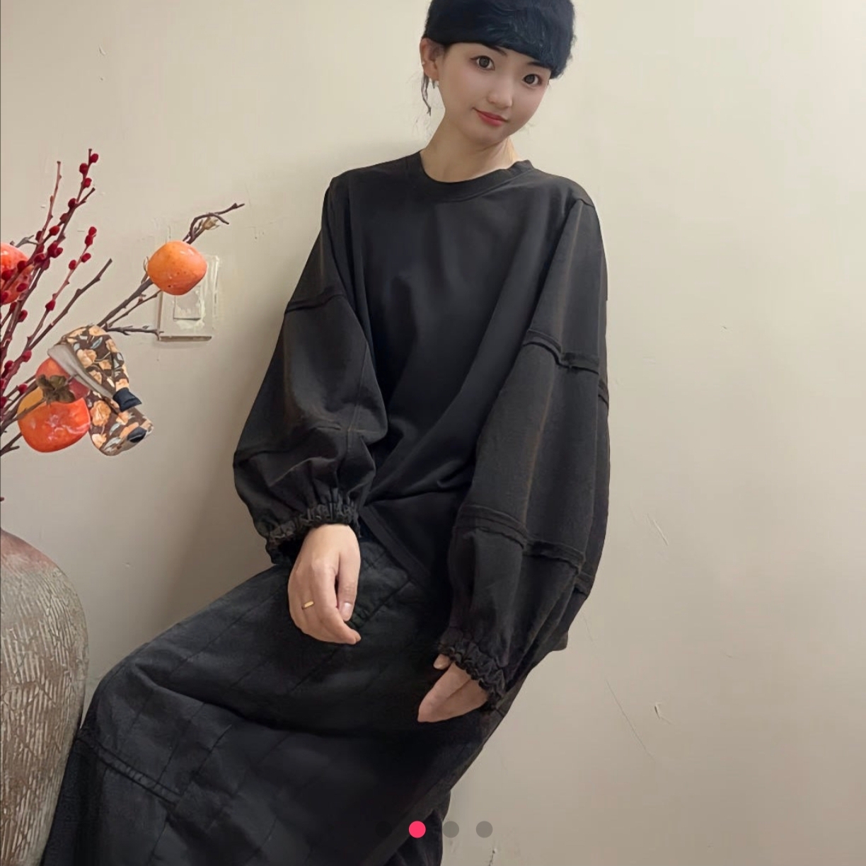 麻豆豆服饰精选（做旧文艺）变色灯笼袖卫衣
