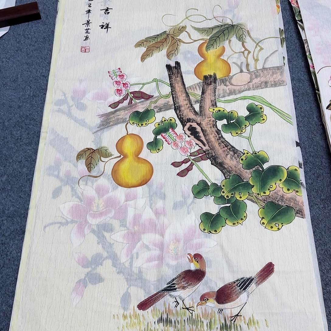 国画尺寸50X100手绘作品 