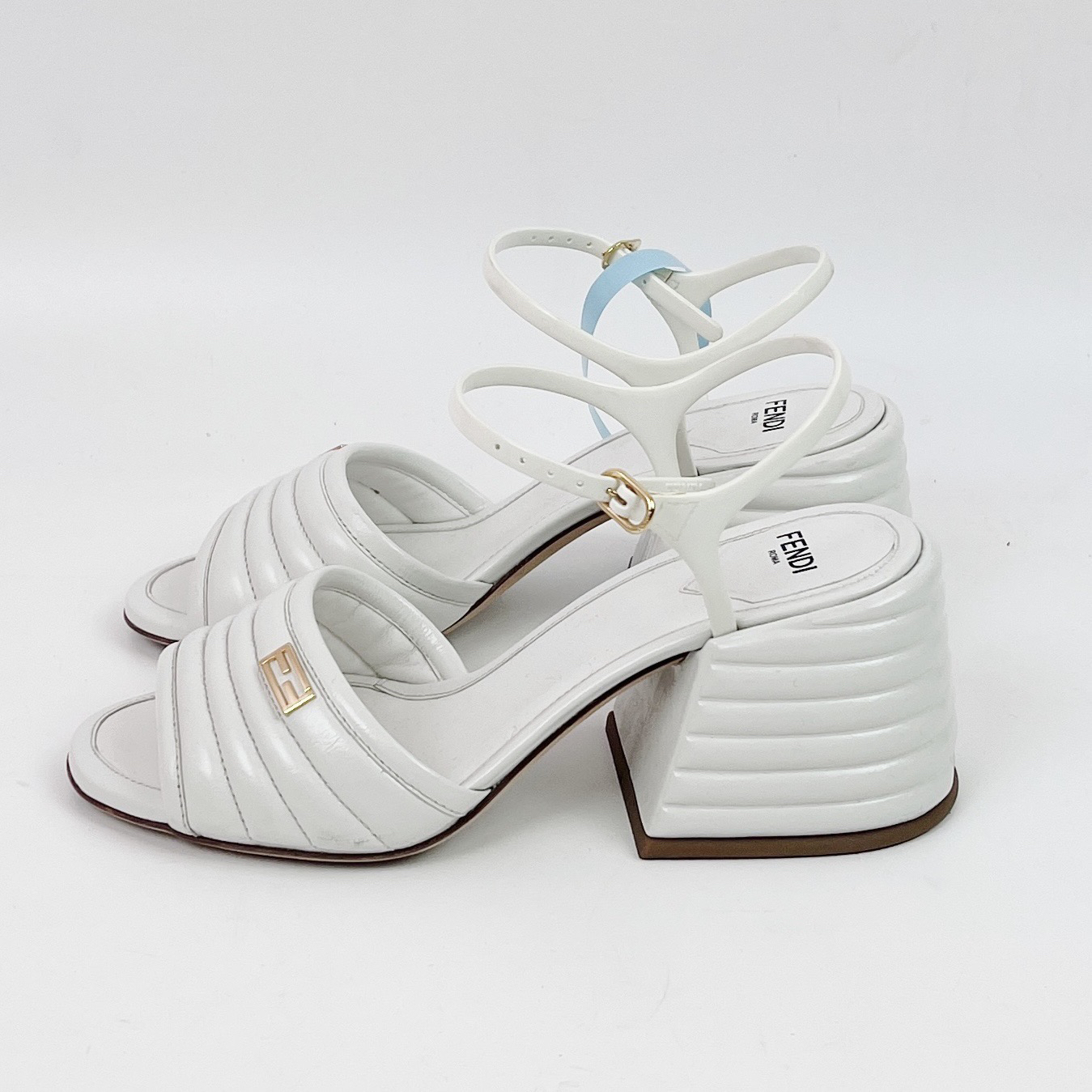 99新 FENDI/芬迪 36码 芬迪 白色高跟凉鞋 95新