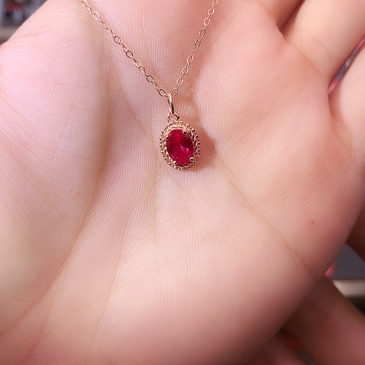 红宝石吊坠(赠链)银S925镶嵌