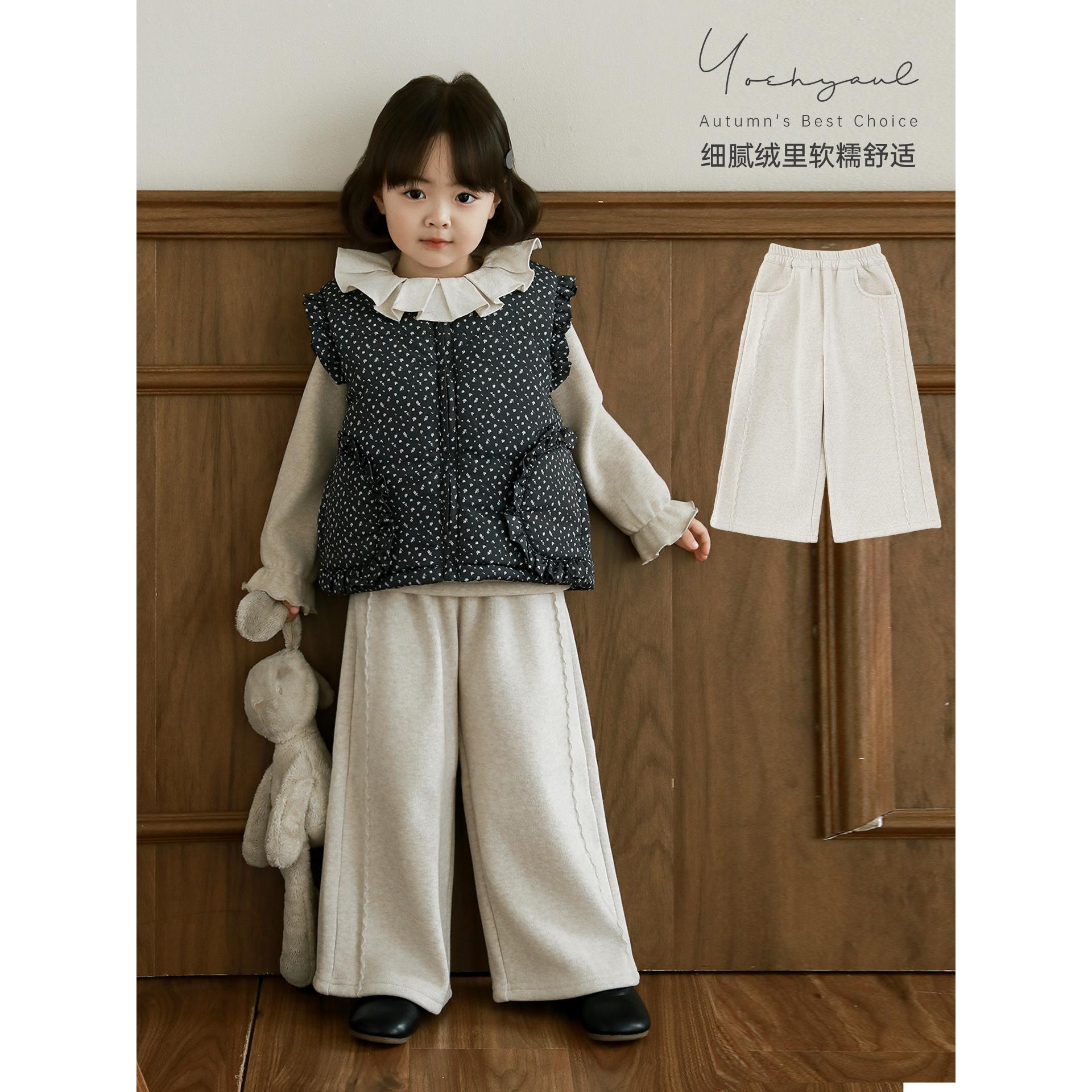 幼悠【慵懒美感】冬4波女童宝宝简约大气直筒宽松休闲阔腿裤D4669