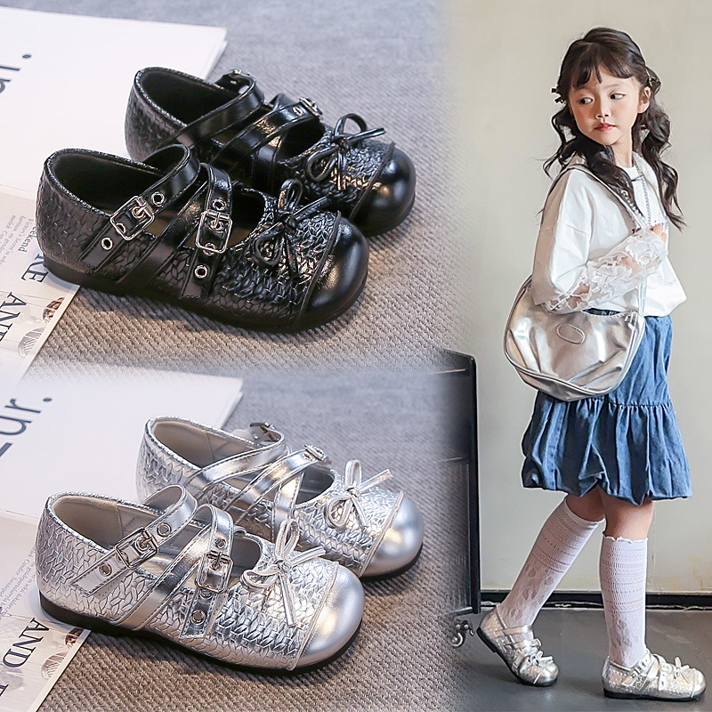女童皮鞋2025春秋新款儿童小女孩公主鞋软底豆豆鞋洋气单鞋A-2013