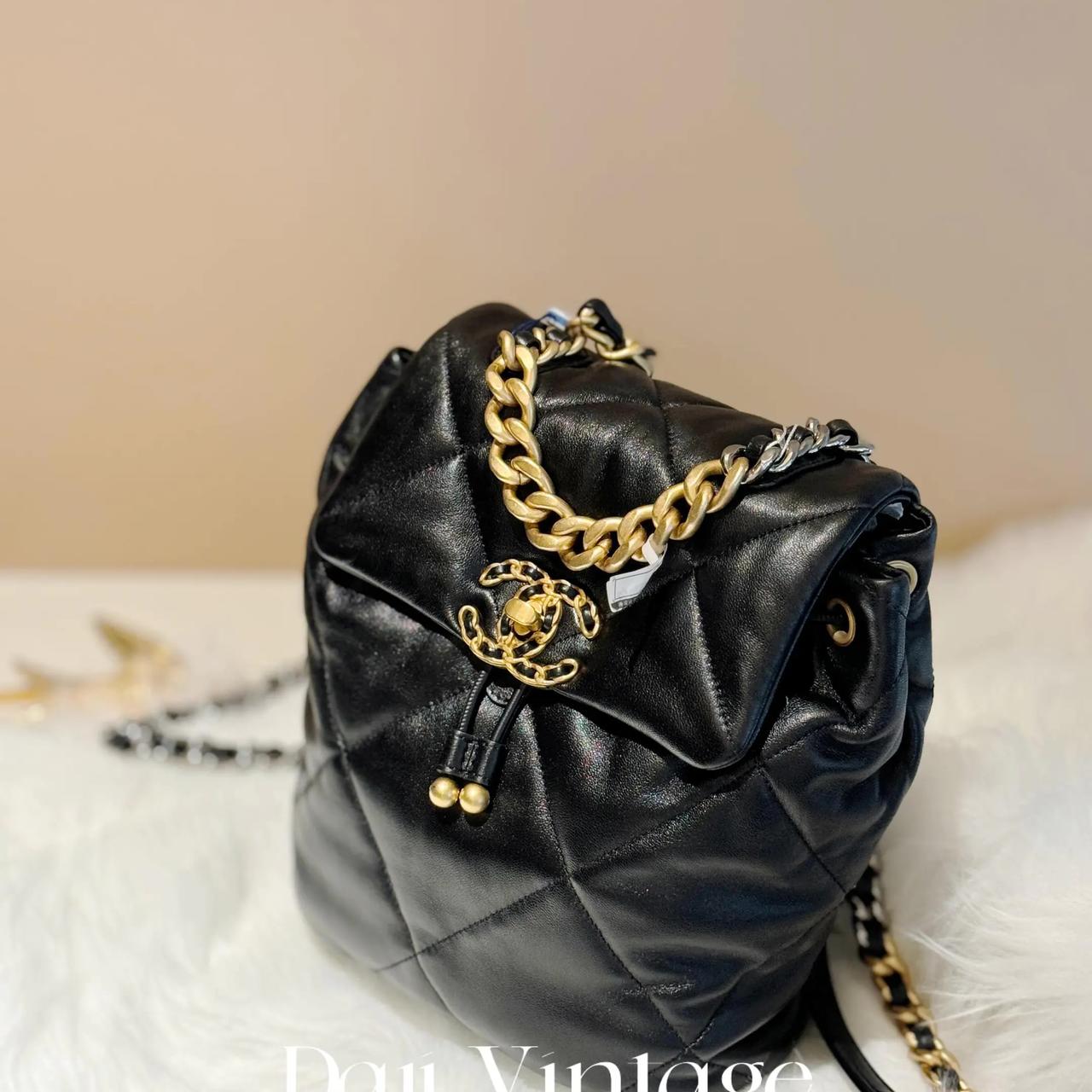 99新 Chanel/香奈儿 大吉中古/Chanel香奈儿 24p19bag黑金双肩包