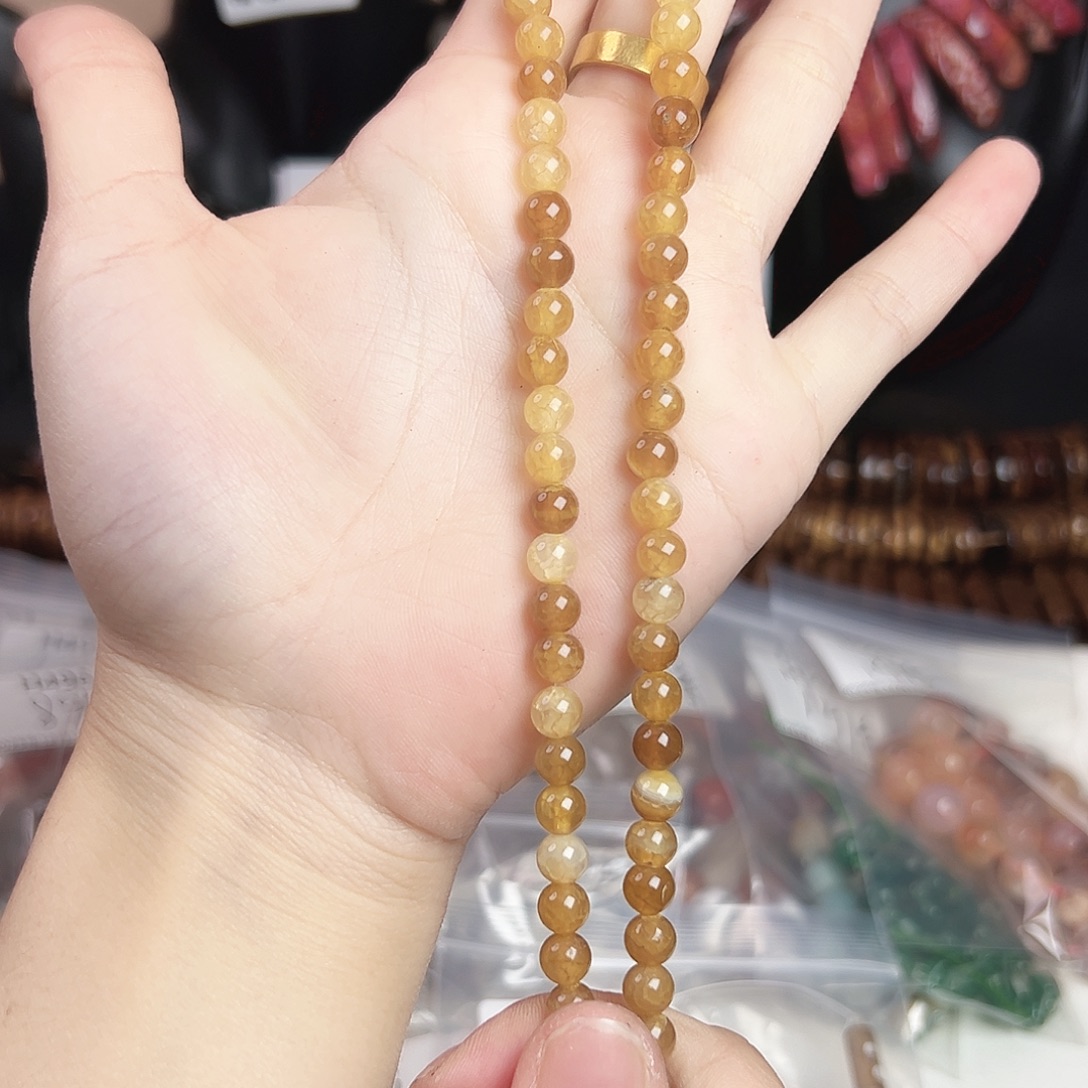 玛瑙/玉髓合金珠宝半成品h508 6.6m 焦糖龙鳞纹一条