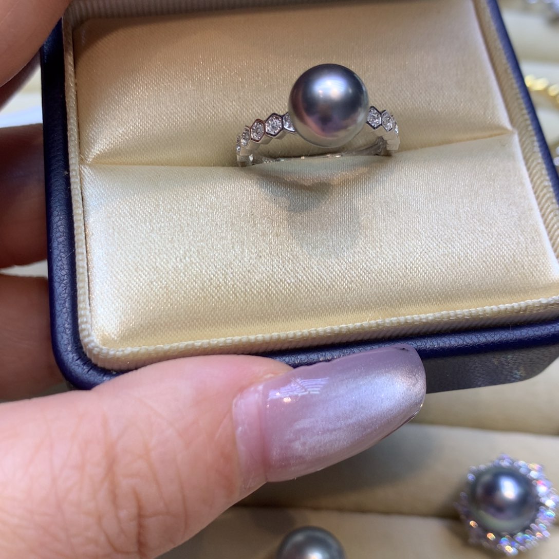 银S925镶嵌戒指海水珍珠