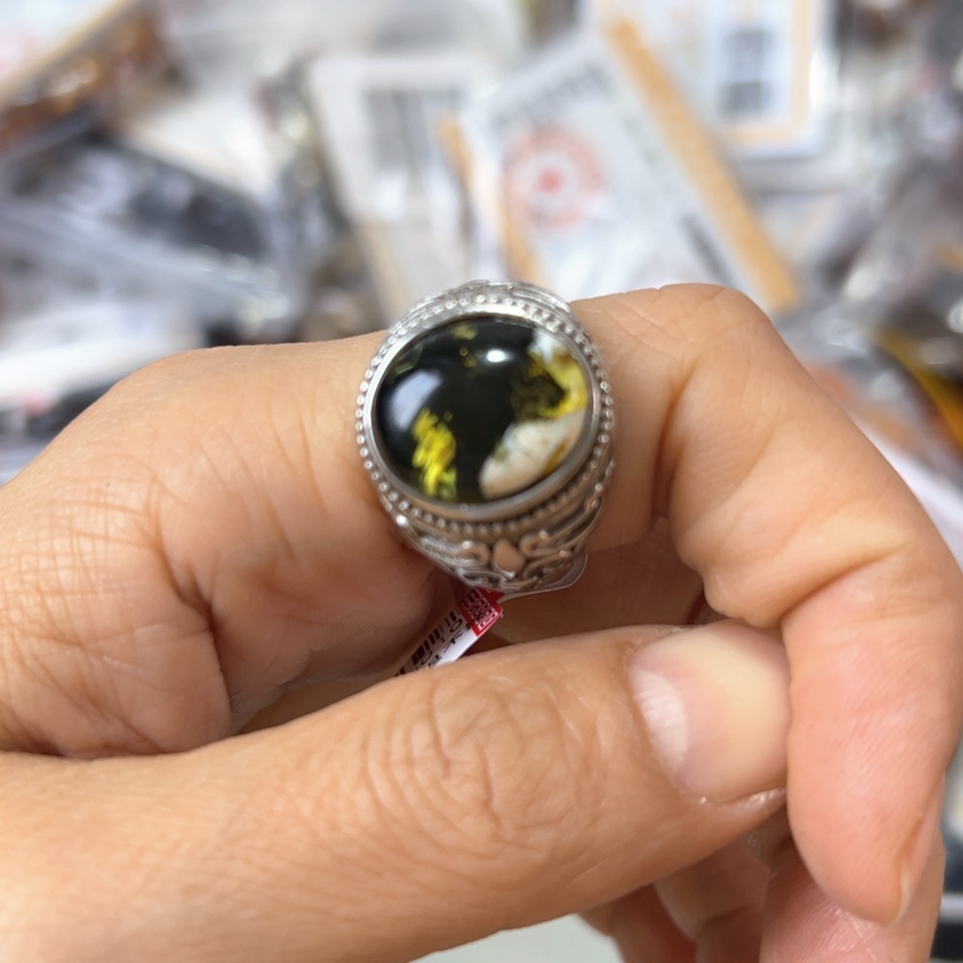 琥珀珠宝奇石银S925镶嵌359