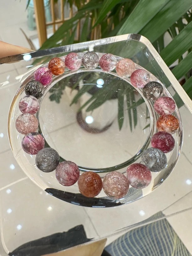 精美彩烟花超七卡9+毫米单圈手串