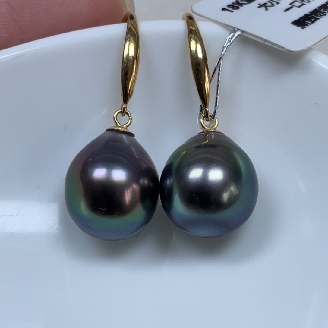 耳饰海水珍珠18K金镶嵌10-11mm