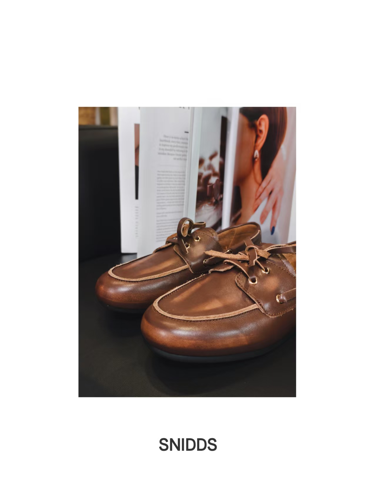 女士 复古擦色牛皮一脚蹬平底乐福鞋