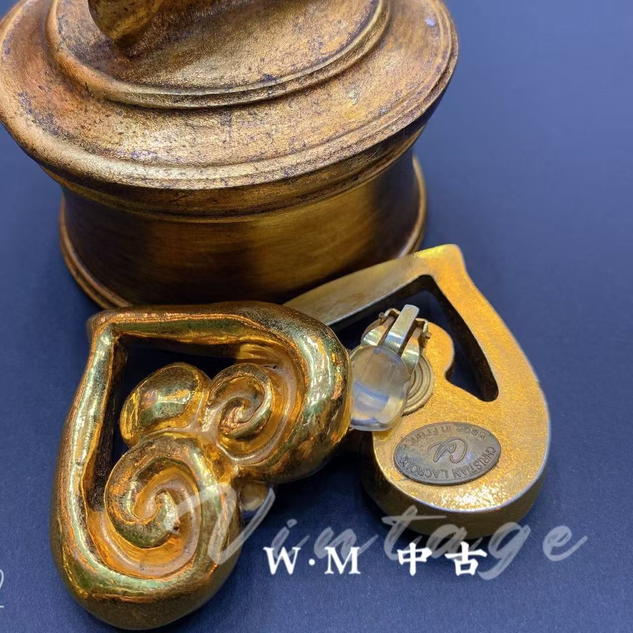 铜合金耳饰 W·M中古vintage法产耳夹拉*夸