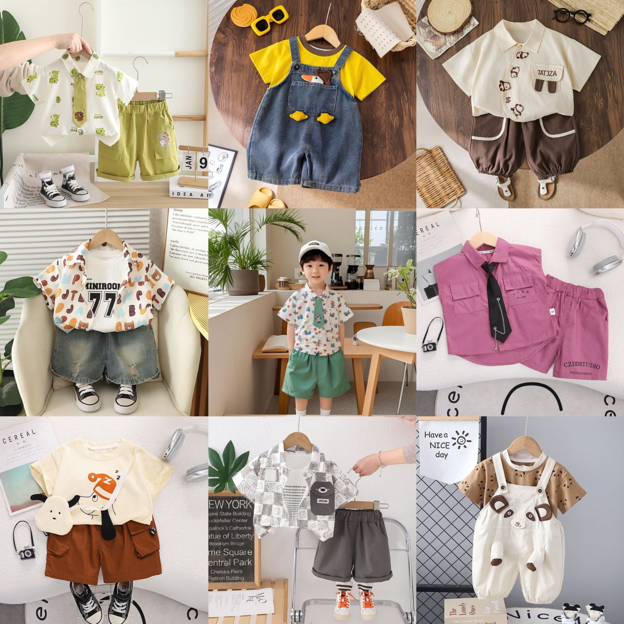 儿童婴儿洋气夏季小童卡通短袖套装可爱时尚韩版两件套凉快