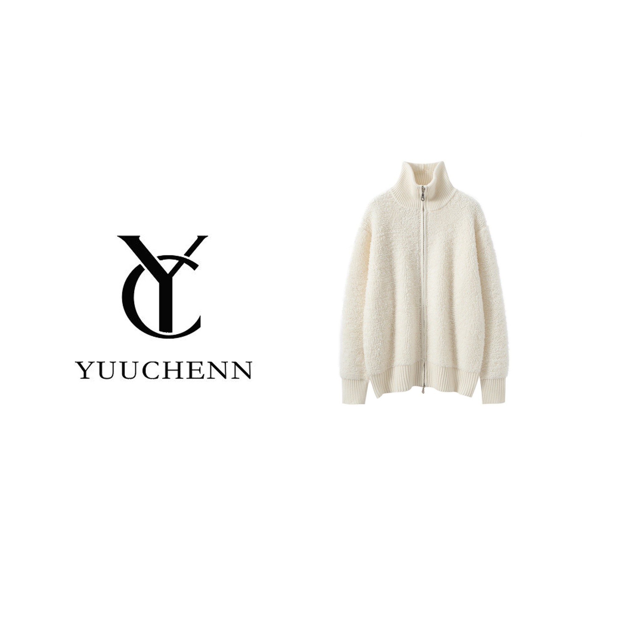 YUUCHENN 羊绒双头拉链毛巾绣大外套 NZS5061