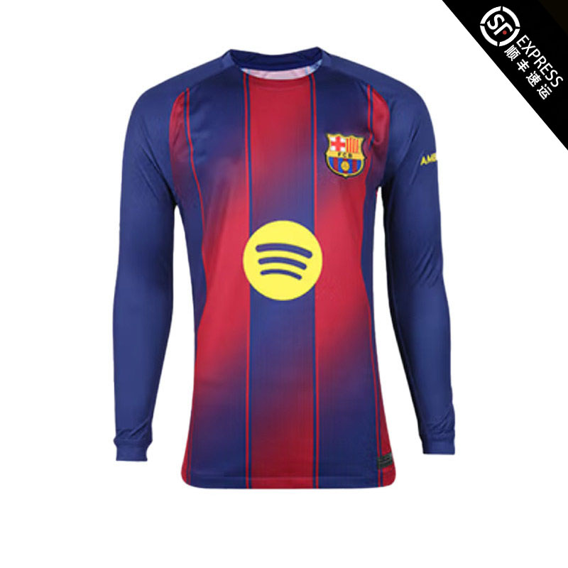 巴萨球衣长袖2526主场欧冠亚马尔加维德荣巴塞罗那球员球迷版成人
