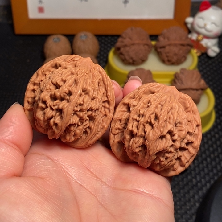 把件文玩核桃45虎头全家福