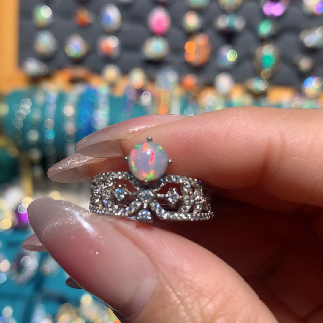 欧泊福利戒指银S925镶嵌