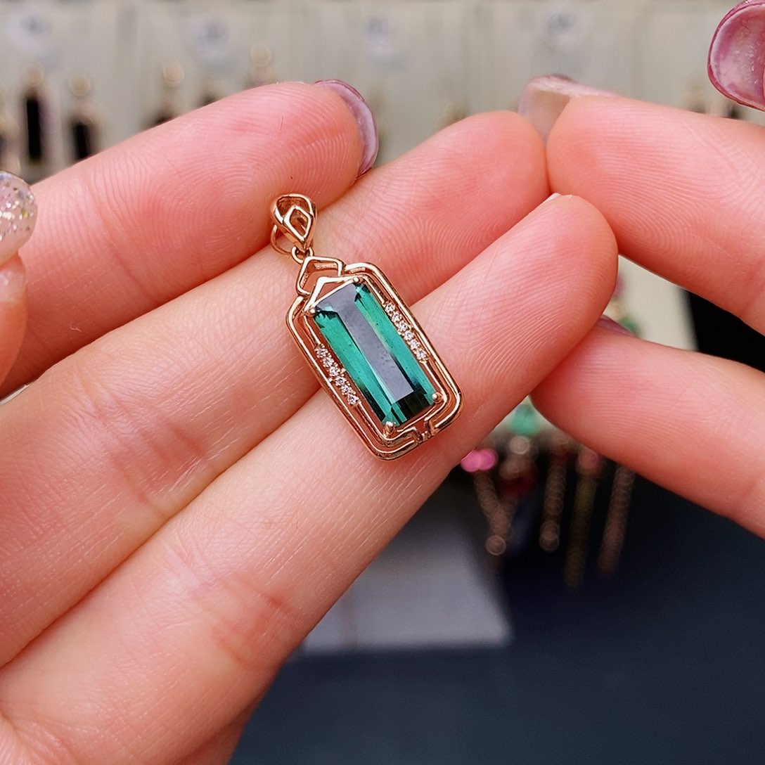 碧玺吊坠碧玺18K金镶嵌